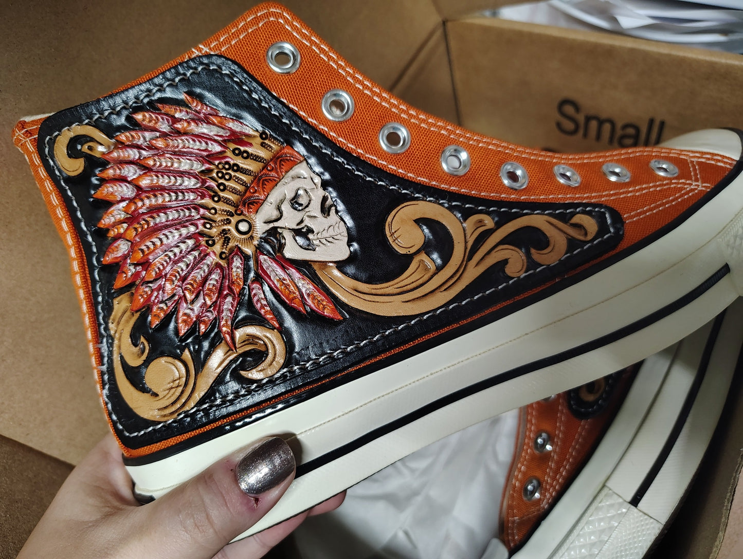 Hand Tooled Appliques for High Tops-Made to Order