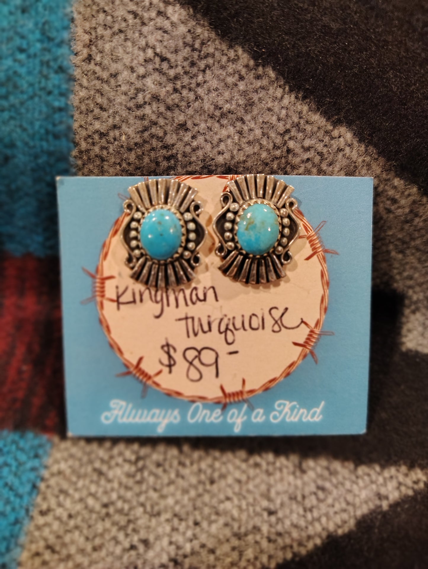 Kingman Turquoise Concho Earrings