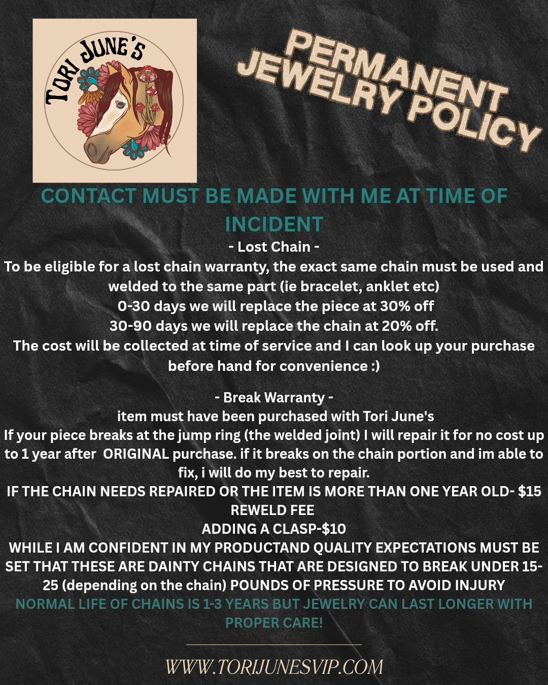 Permanent Jewelry-Lost Chain (must have been purchased from Tori June's)
