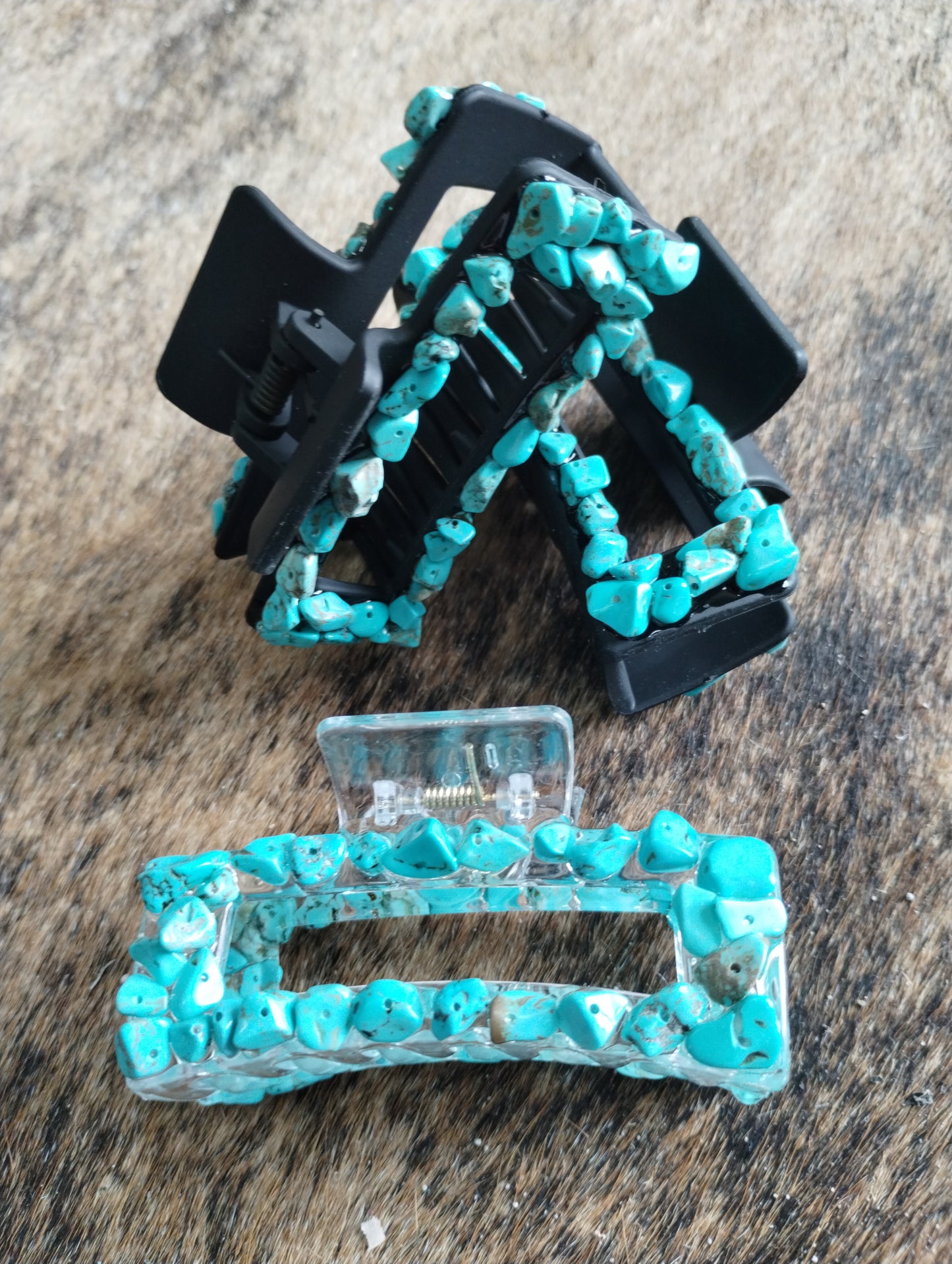 Turquoise hair clips