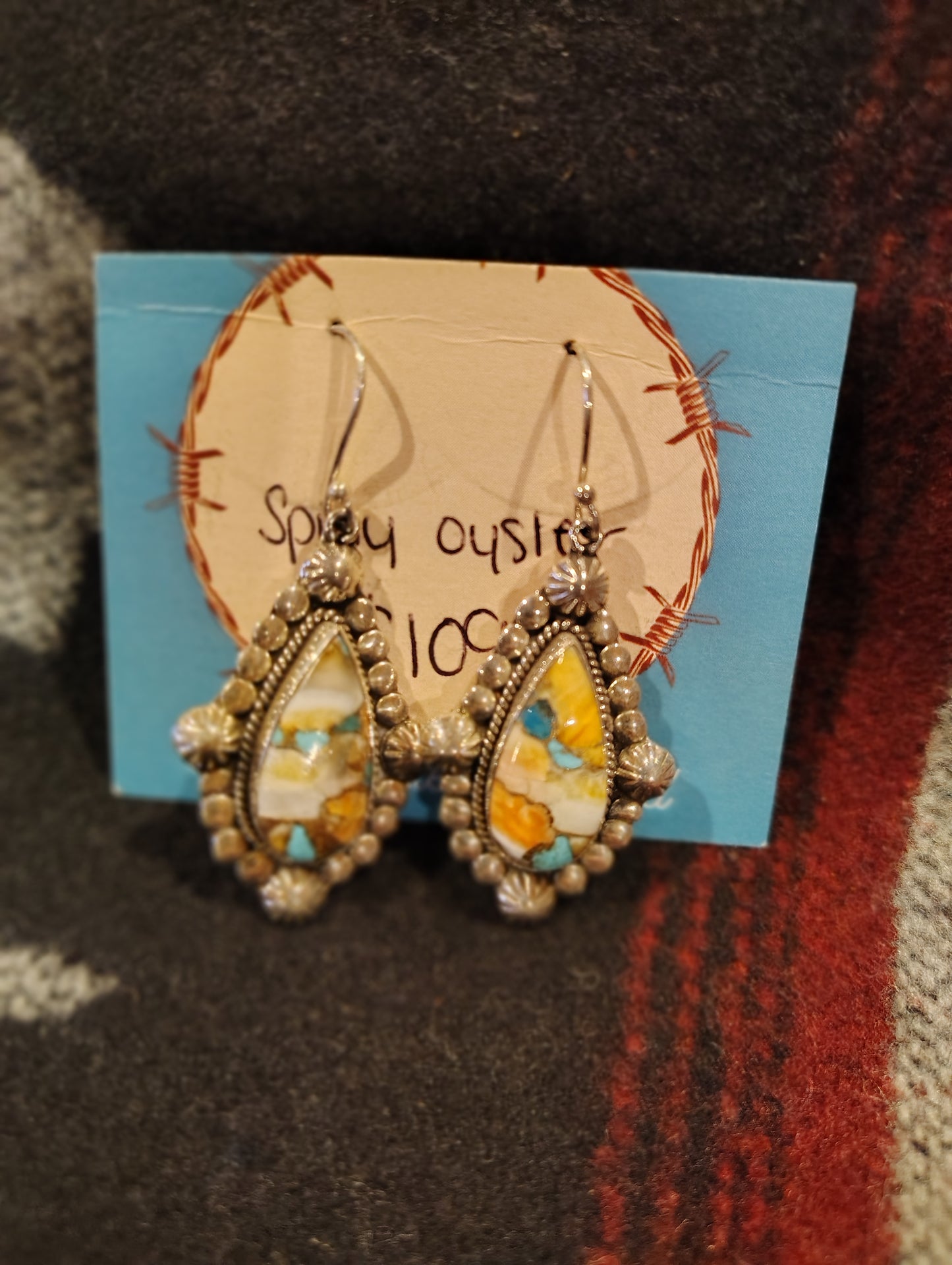 Spiny Oyster Teardrop Earrings