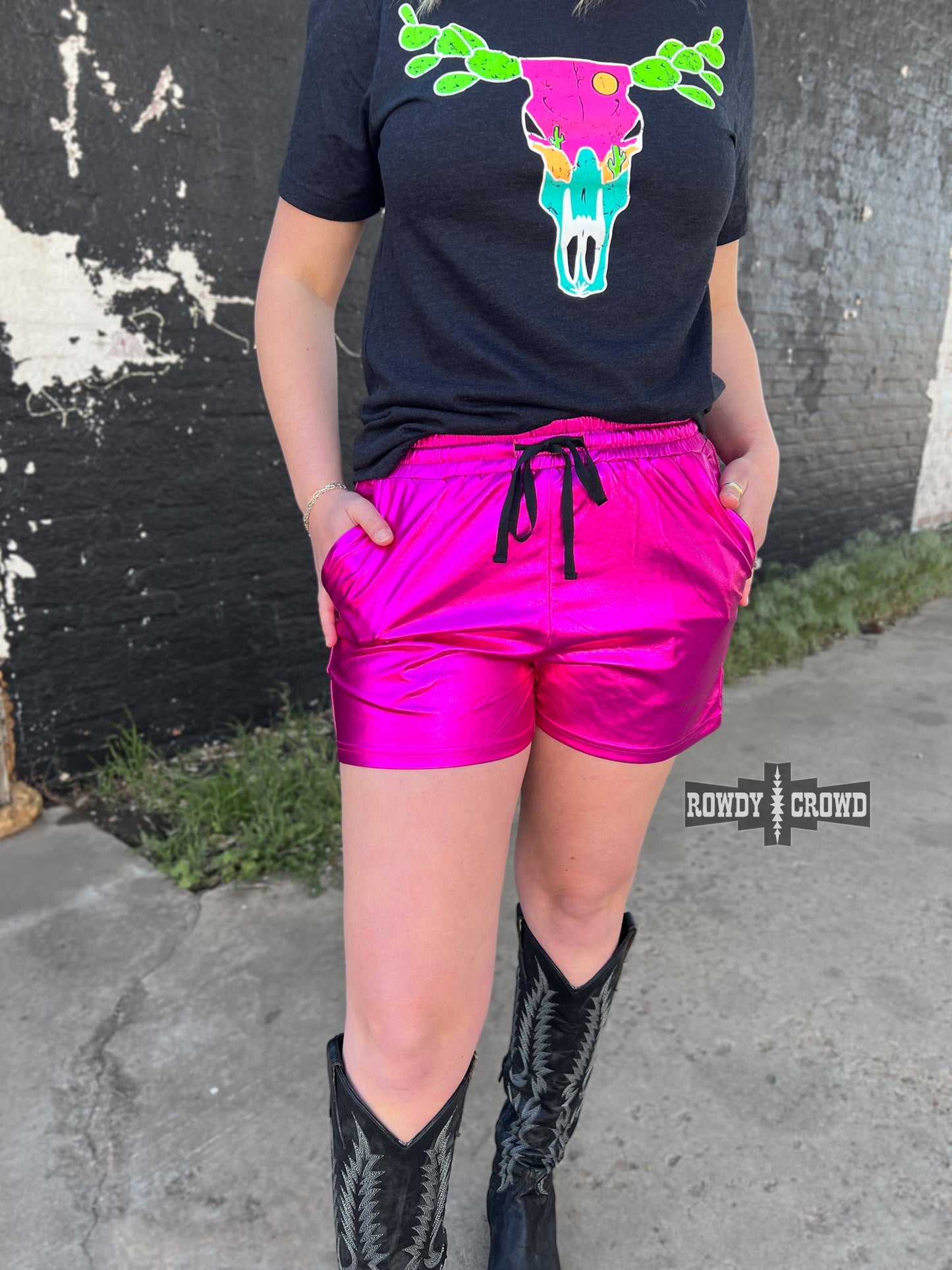 Pink Metallic Shorts