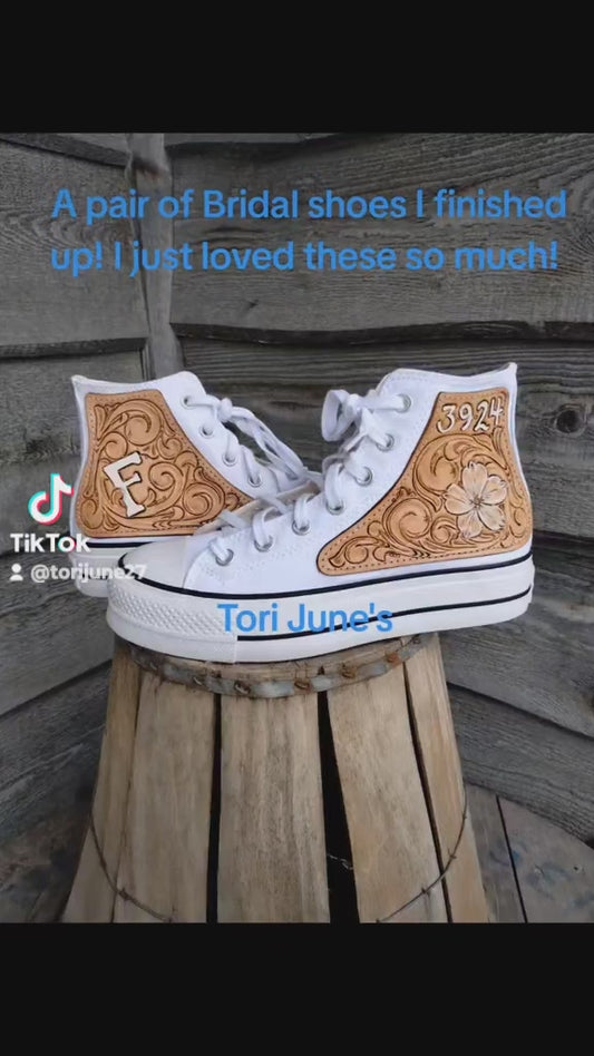 Hand Tooled Appliques for High Tops-Made to Order