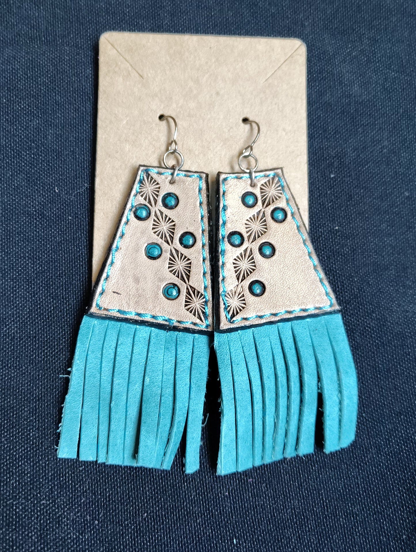 Leather tooled earrings