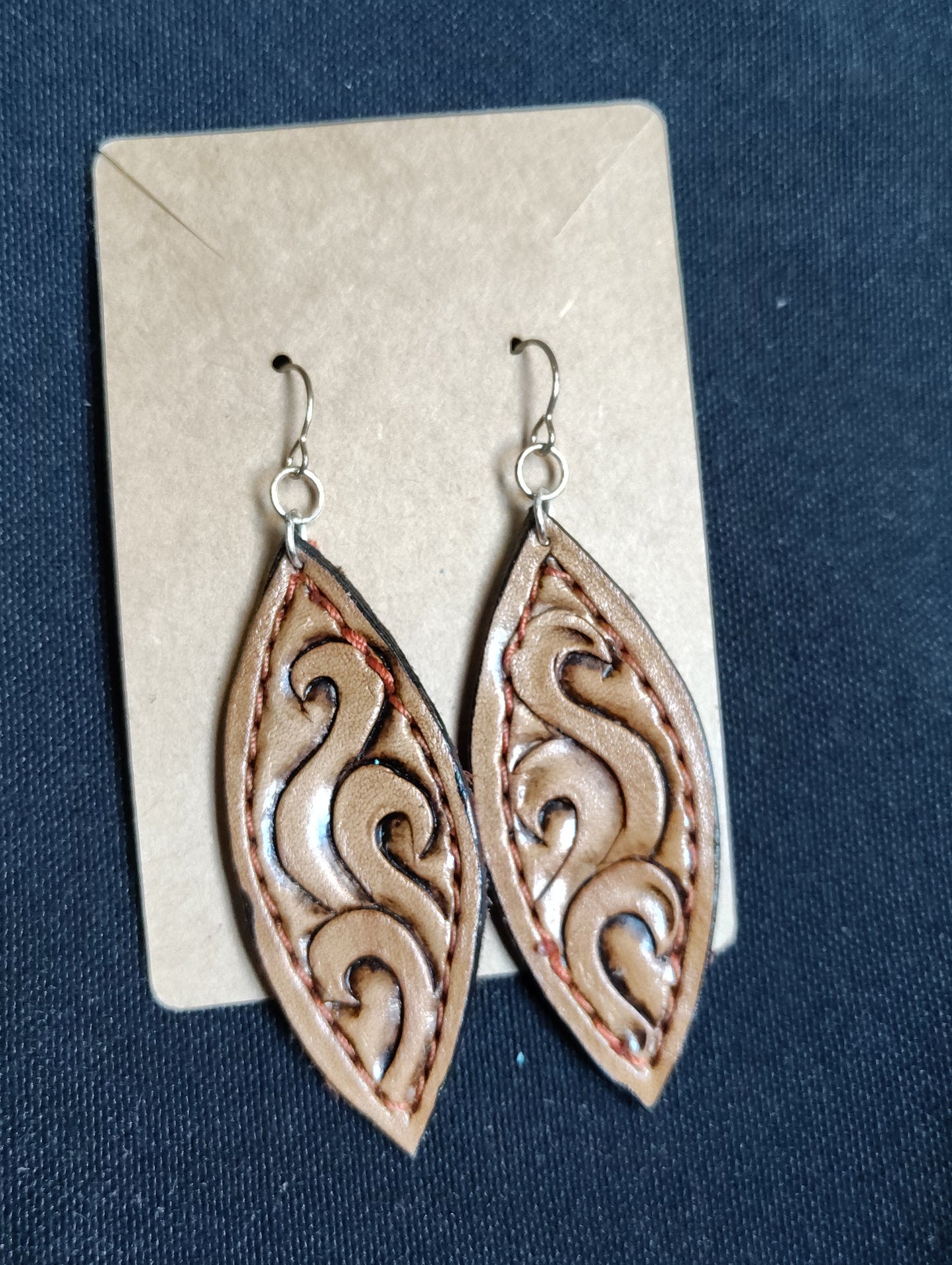Leather tooled earrings