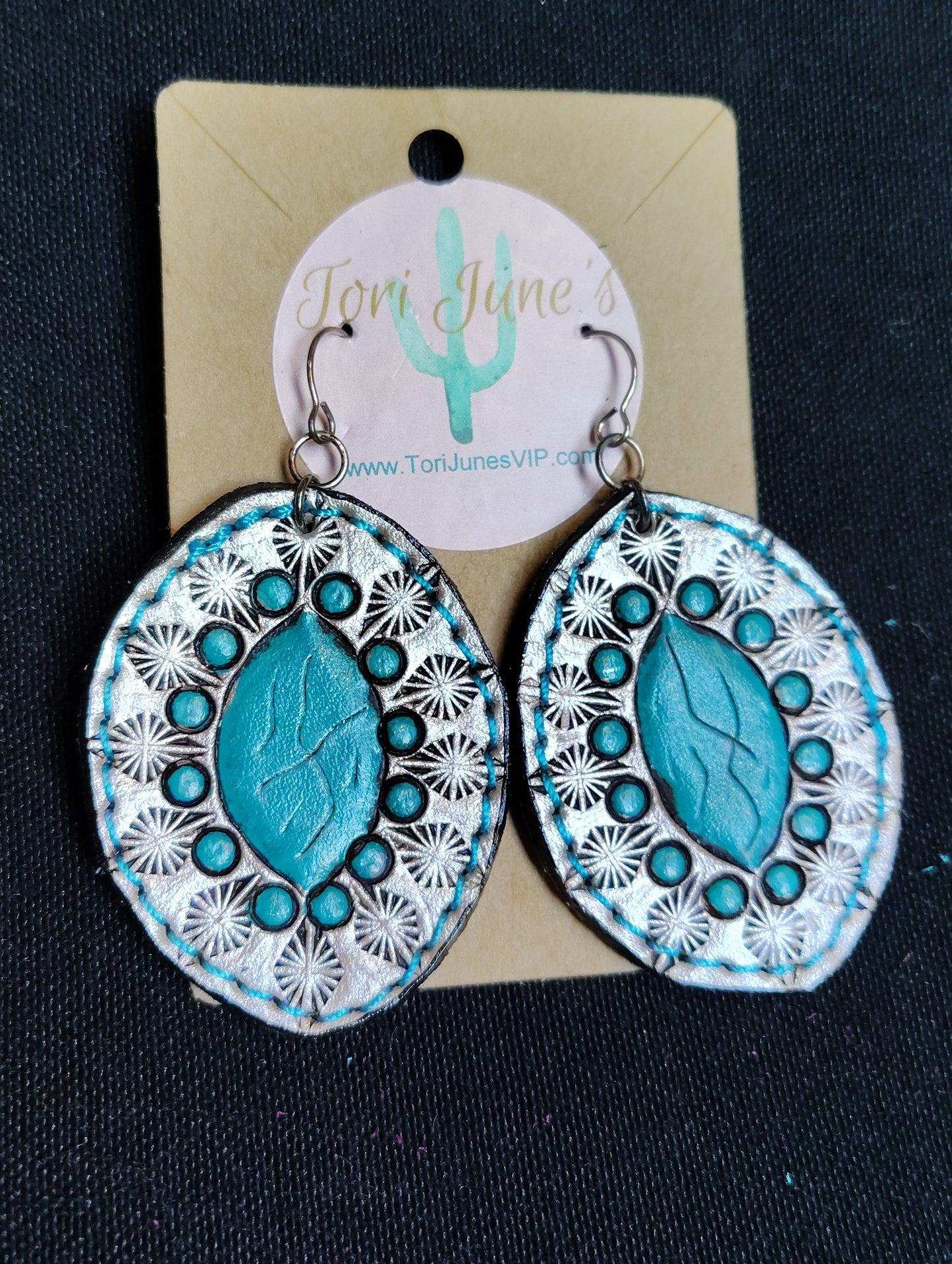 Leather tooled earrings
