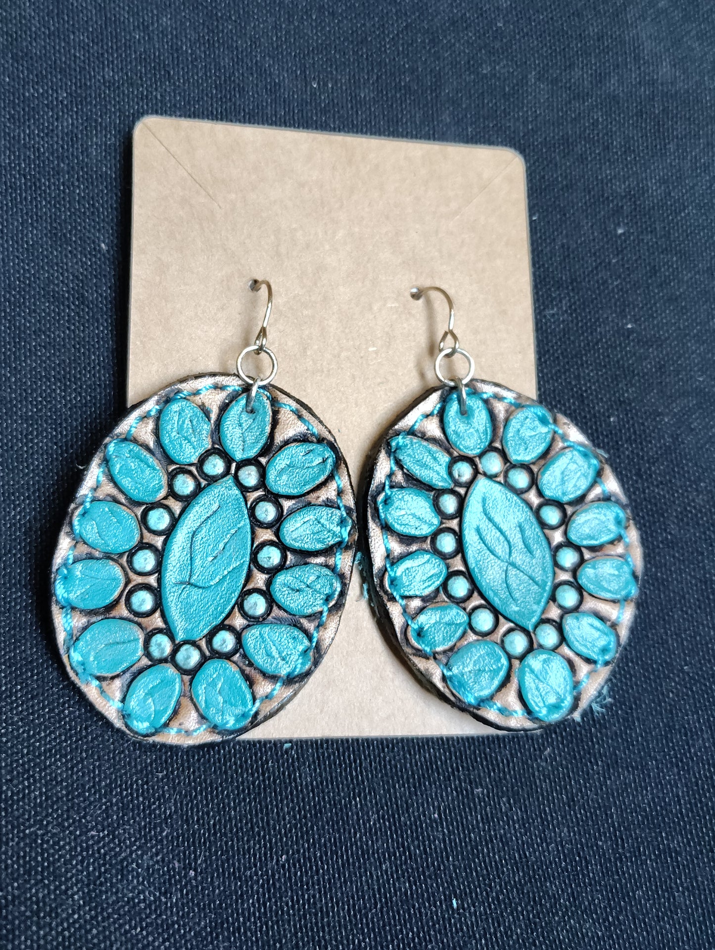 Leather tooled earrings