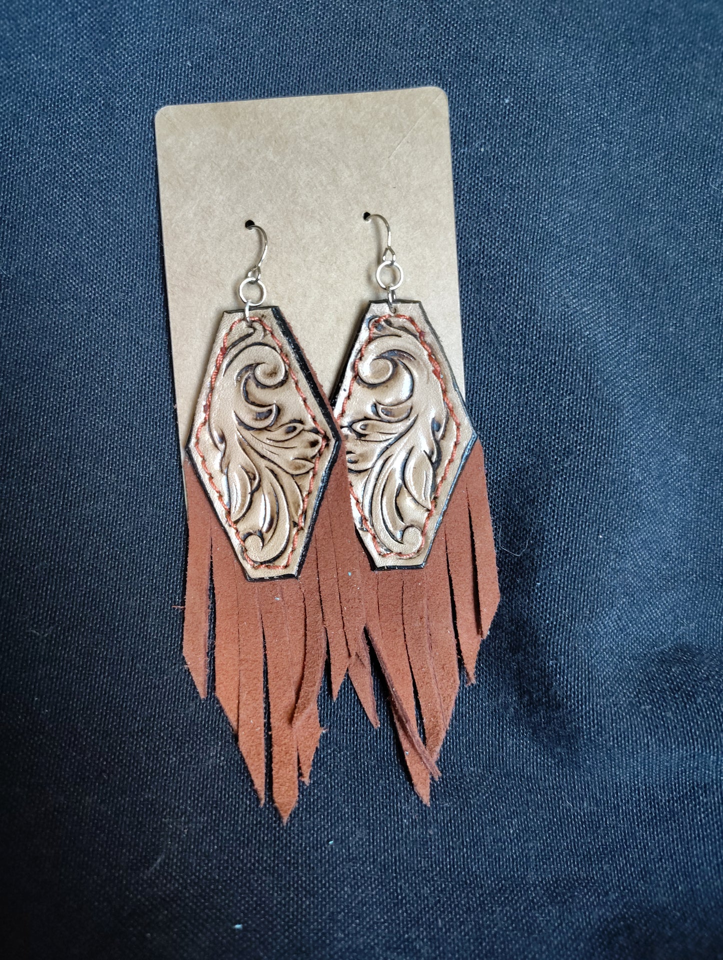 Leather tooled earrings