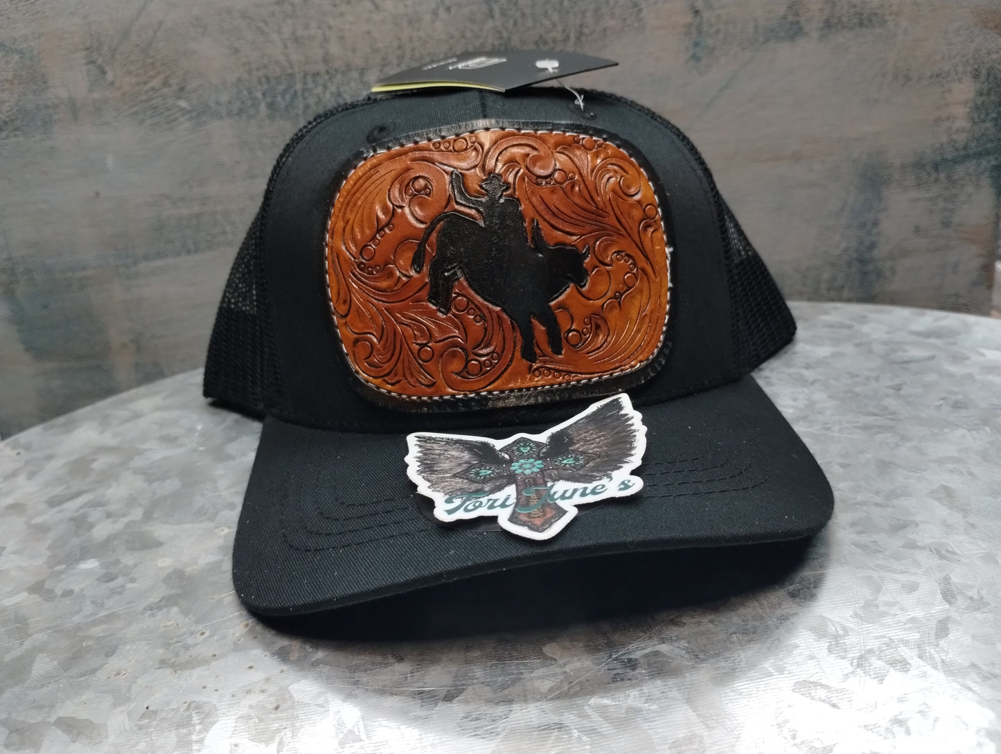 Leather tooled logo or brand hat-custom to order design